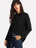 Shein Pearl Embellished Sleeve Tied Neck Skirt