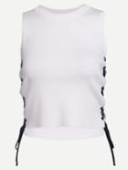 Shein White Lace-up Knit Sleeveless Crop Top