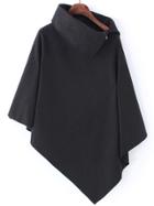 Shein Black Turtleneck Asymmetrical Cape Coat