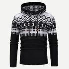 Shein Men Drawstring Geo Pattern Hooded Jumper