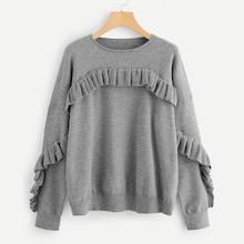 Shein Flounce Embellished Marled Jumper