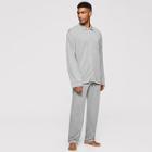 Shein Men Button Up Pocket Front Shirt & Pants Pj Set