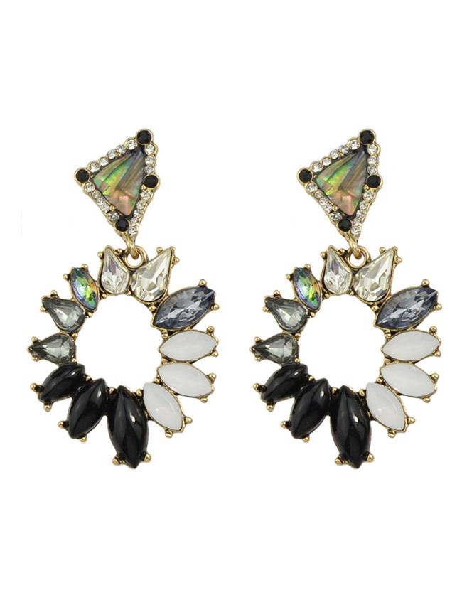 Shein Black Rhinestone Hanging Stud Earrings