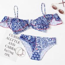 Shein Flower Print Flounce Bikini Set