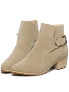 Shein Apricot Chunky Heel Buckle Strap Boots