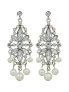 Shein Wedding Jewelry Rhinestone Pearl Flower Chandelier Earrings