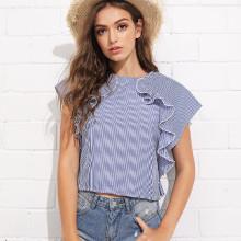 Shein Ruffle Embellished Striped Top
