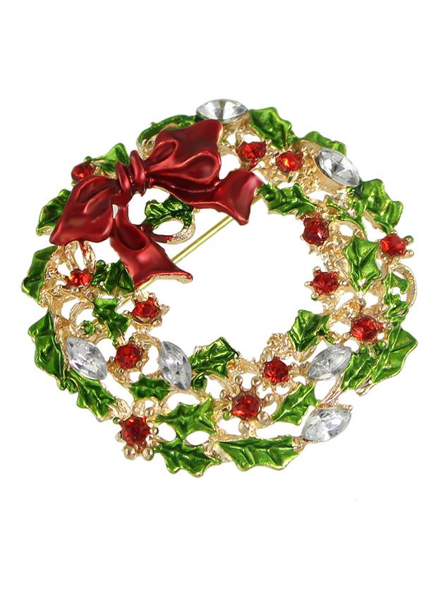 Shein New Christmas Gift Colorful Rhinestone Flower Brooch