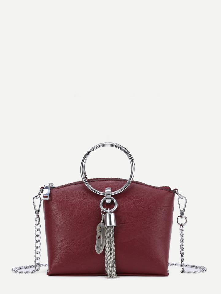 Shein Double Ring Crossbody Chain Bag With Tassel