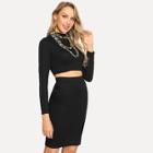 Shein Mock-neck Form Fitting Top And Skirt Set