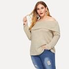 Shein Plus Off Shoulder Foldover Knit T-shirt