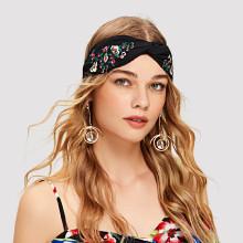Shein Embroidered Flower Headwrap