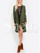 Shein Army Green Long Sleeve Trench Coat