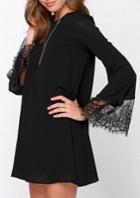 Shein Black Long Sleeve With Lace Dress