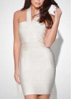Rosewe Party Essential White Halter Design Woman Sheath Dress