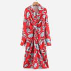 Shein Botanical Print Knot Front Shirt Dress
