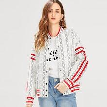 Shein Button Front Snake Skin Striped Jacket