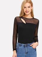 Shein Mesh Panel Cutout Detail Top