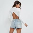 Shein Solid Ribbed Backless Crop Tee