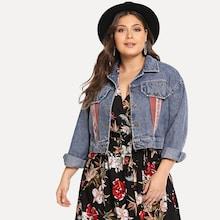 Shein Plus Faded Wash Denim Jacket