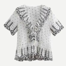 Shein Eyelet Embroidered Pep Hem Blouse