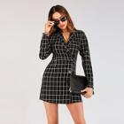 Shein Plaid Single Breasted Blazer Dress