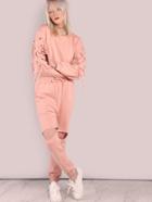 Shein Waist Tie Cut Out Knee Sweatpants Pink