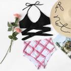 Shein Wrap Plaid Bikini Set
