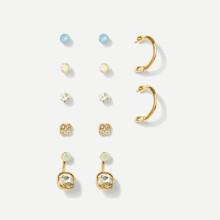Shein Rhinestone Detail Stud Earrings 6pairs