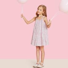 Shein Girls Self Tie Shoulder Ditsy Dress