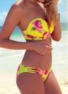 Rosewe Flower Print Padded Bra And Panty Bikini