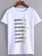 Shein White Emoji Print T-shirt