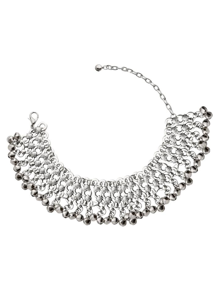 Shein Silver Layered Anklet With Bells