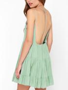 Shein Green Spaghetti Strap Backless Dress