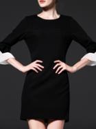 Shein Black Bell Sleeve Sheath Dress