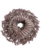 Shein Grey Ribbed Textured Fringe Knit Infinity Scarf