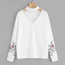Shein Cut V Neck Flower Ribbed Tee