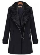 Rosewe Vogue Long Sleeve Turndown Collar Black Coat With Zipper