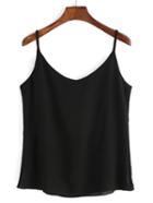 Shein Black Spaghetti Strap Chiffon Shift Cami Top