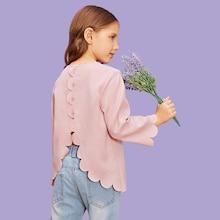 Shein Girls Scallop Hem Solid Top