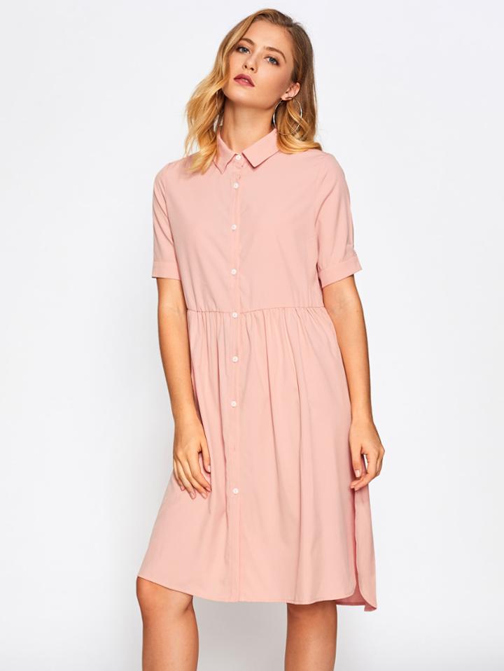 Shein Slit Side Dip Hem Babydoll Shirt Dress