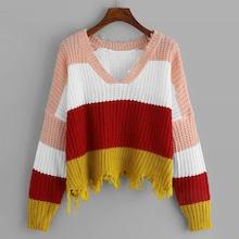 Shein Color Block Asymmetrical Hem Sweater