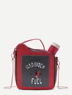 Shein Red Fuel Tank Shaped Zip Closure Chain Bag