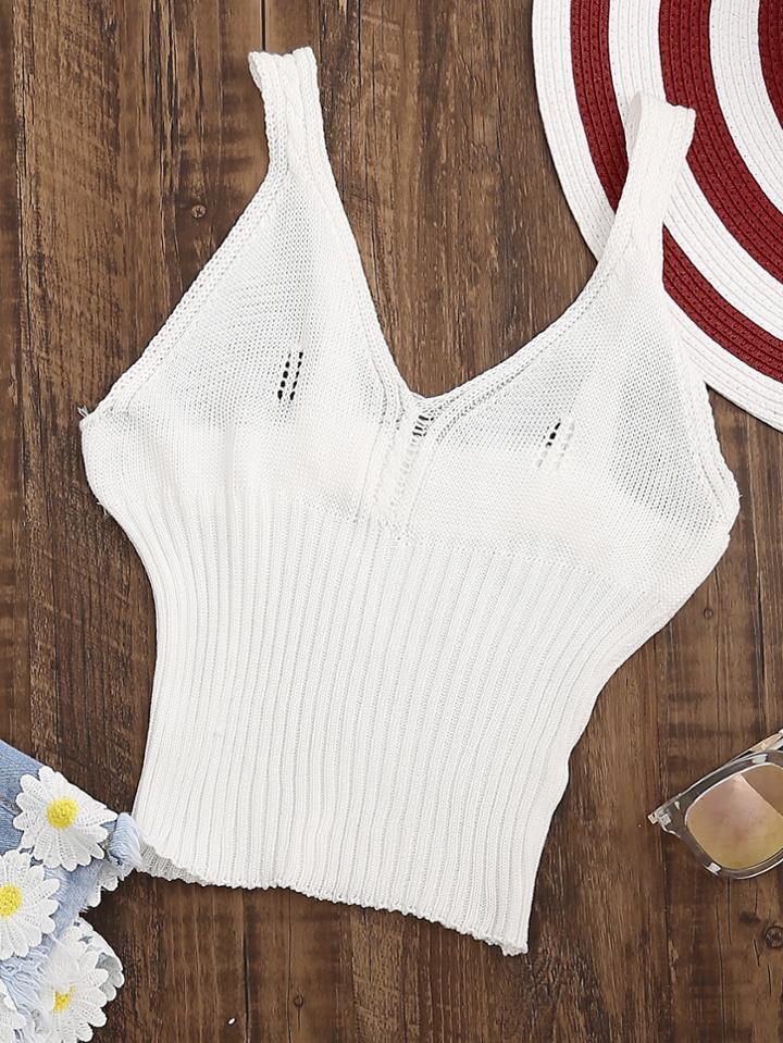 Shein Eyelet Ribbed Cami Top