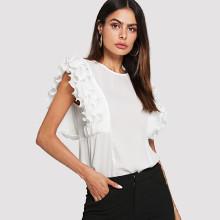Shein Layered Pleated Panel Keyhole Back Top
