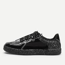Shein Sequin Detail Lace-up Sneakers