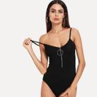 Shein O-ring Zip Front Cami Bodysuit