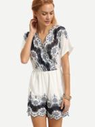 Shein V Neck Embroidered Hollow Out Romper
