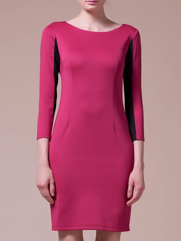 Shein Fuschia Black Color Block Sheath Dress