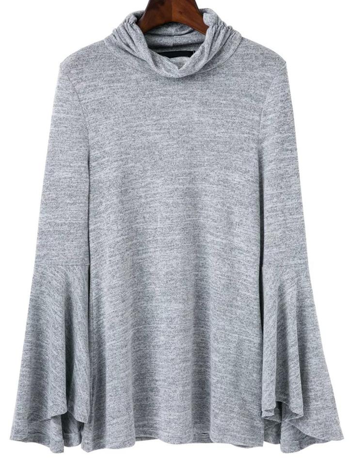 Shein Grey Cowl Neck Bell Sleeve Knitwear